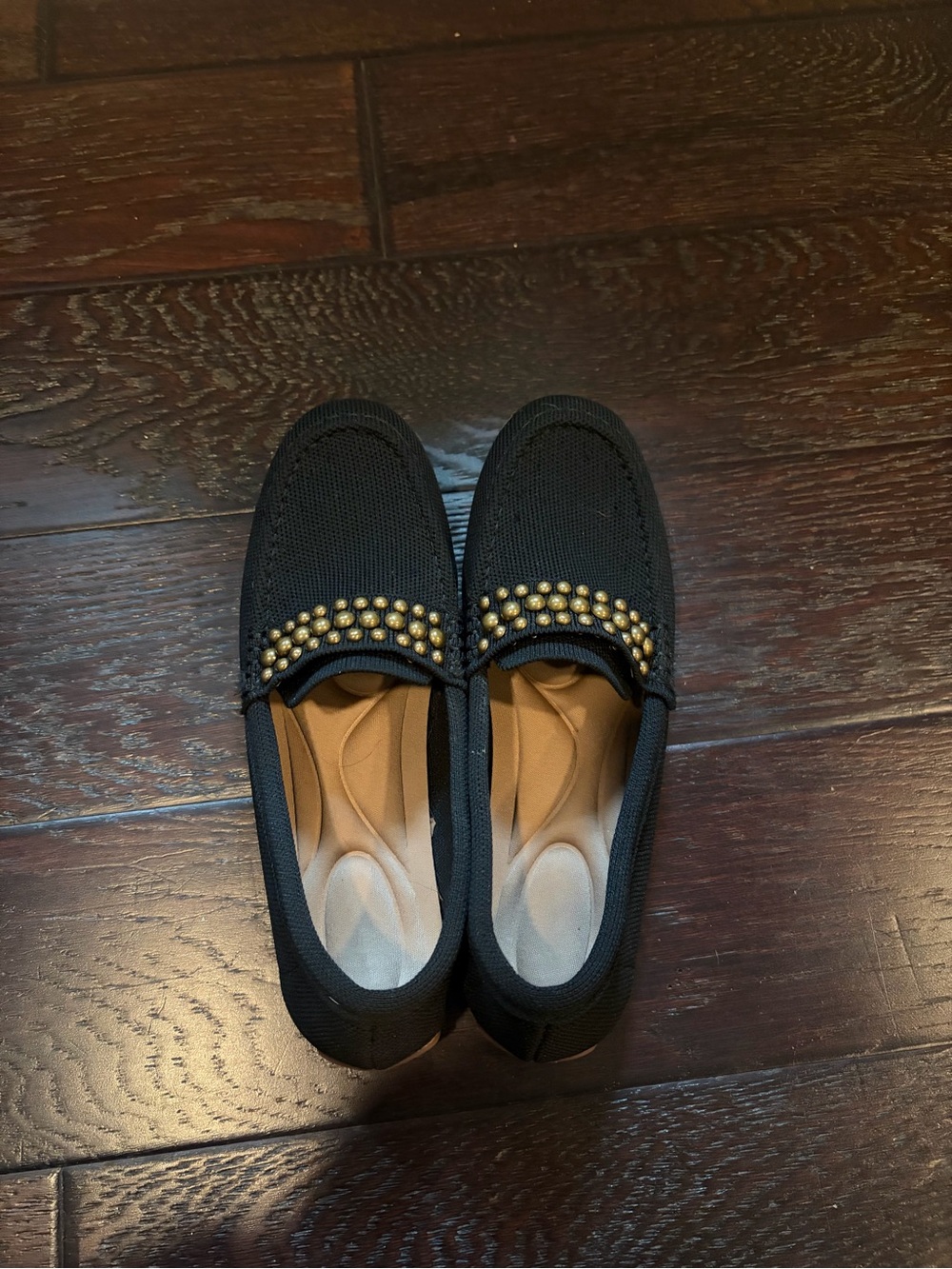 Black Studded Slip-On Women’s Loafers
